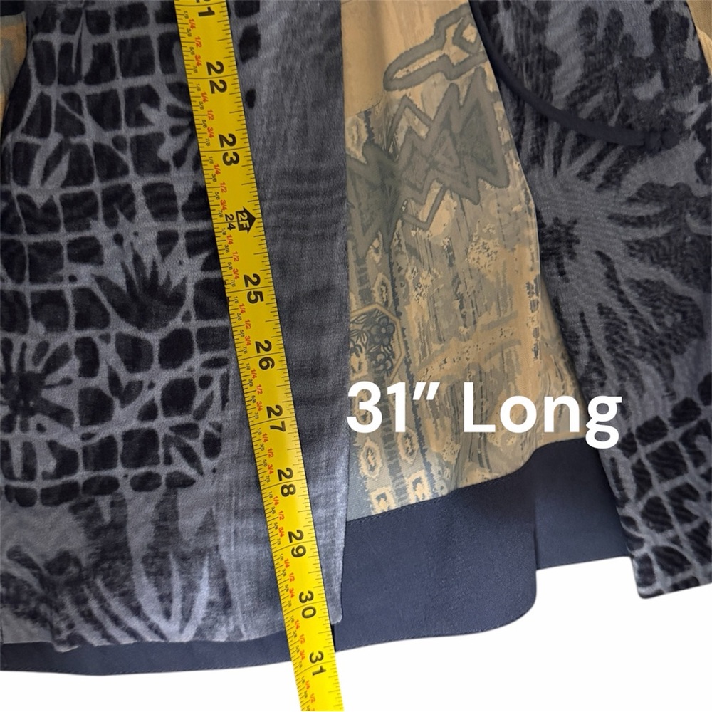 John Mark Blue Boho Kimono Duster Cardigan Patchwork Embroidered Longline 1X - Picture 11 of 11